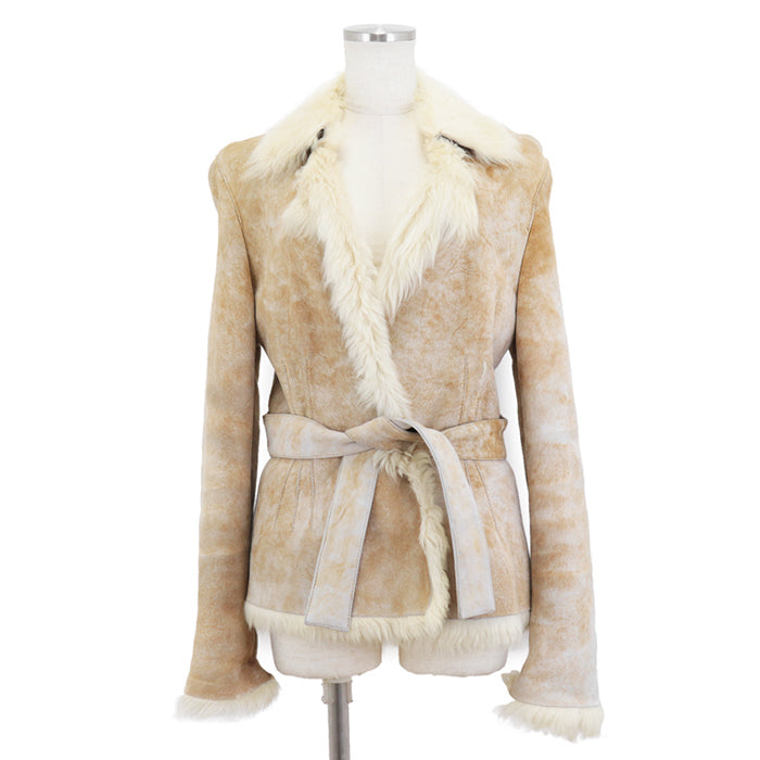 GUCCI Other outerwear 100% real shearling light beige Women 36 Used Authentic
