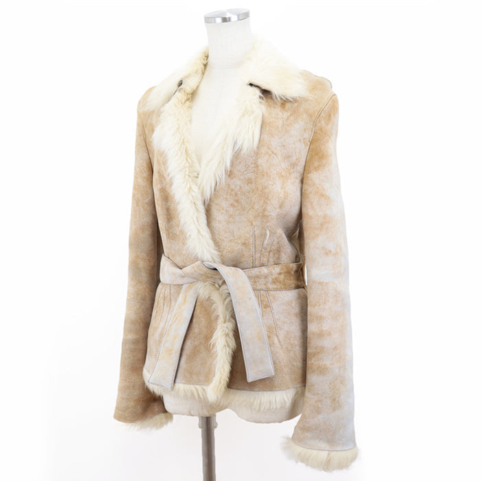 GUCCI Other outerwear 100% real shearling light beige Women 36 Used Authentic