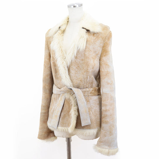 GUCCI Other outerwear 100% real shearling light beige Women 36 Used Authentic