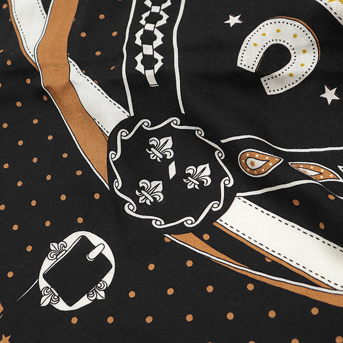 HERMES scarf cashmere silk Black, White 243986S 06