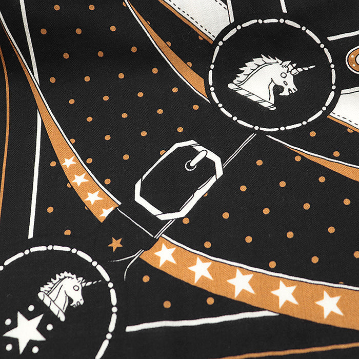 HERMES scarf cashmere silk Black, White 243986S 06
