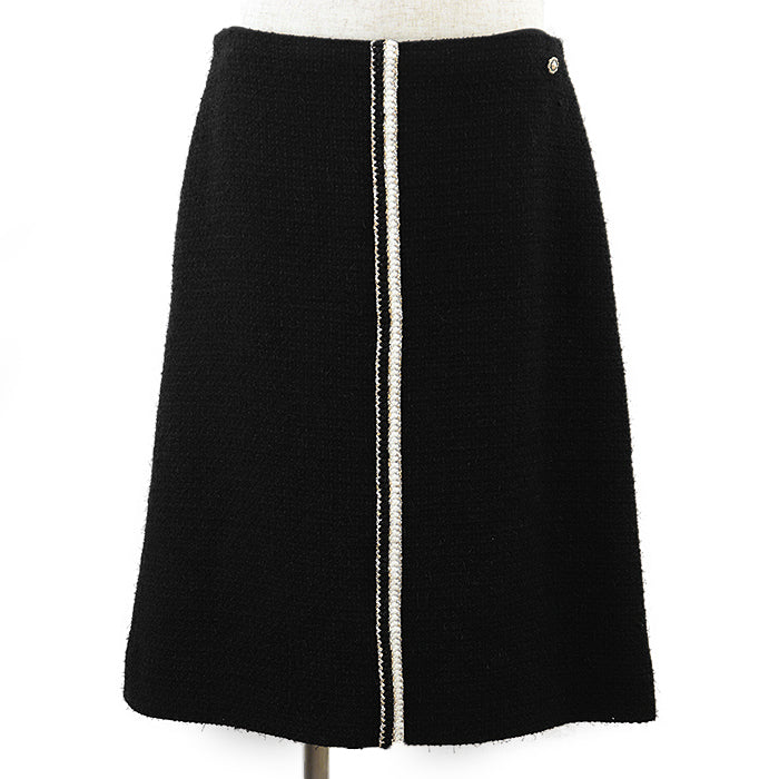 CHANEL skirt wool Black, White P64628 42