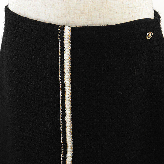CHANEL skirt wool Black, White P64628 42