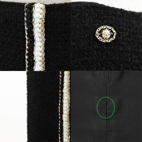 CHANEL skirt wool Black, White P64628 42