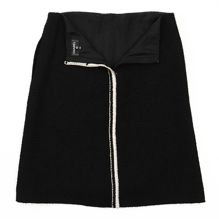 CHANEL skirt wool Black, White P64628 42