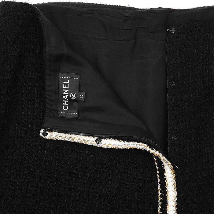CHANEL skirt wool Black, White P64628 42