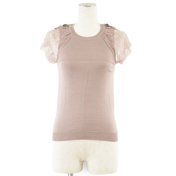 Valentino knit 70% wool, 20% silk pink beige Women S Used Authentic