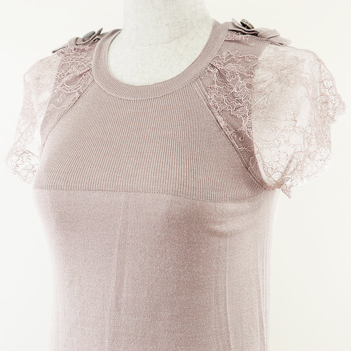 Valentino knit 70% wool, 20% silk pink beige Women S Used Authentic