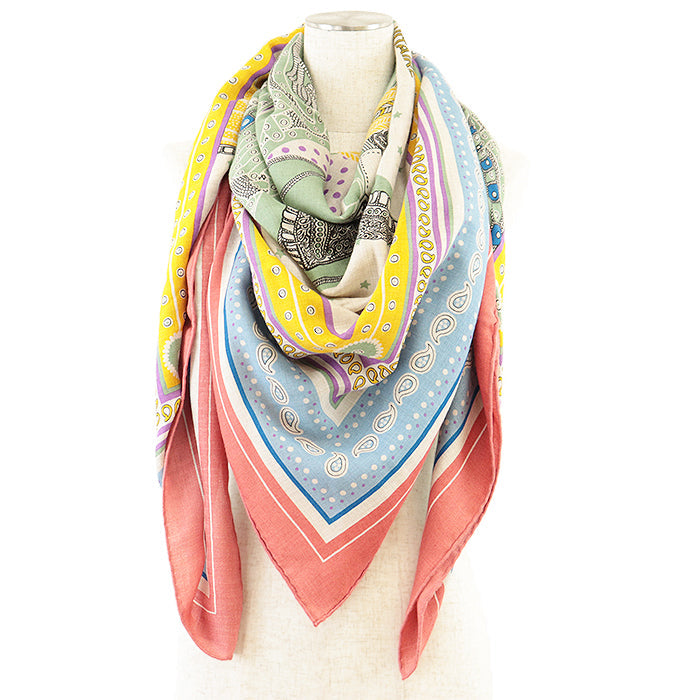 HERMES scarf cashmere silk multicolor