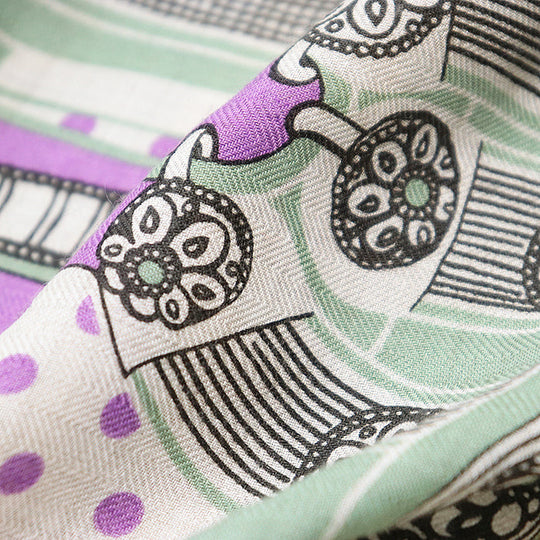 HERMES scarf cashmere silk multicolor