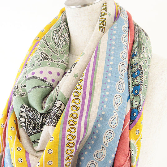 HERMES scarf cashmere silk multicolor