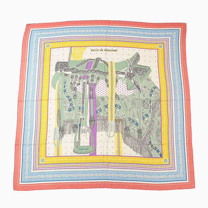 HERMES scarf cashmere silk multicolor