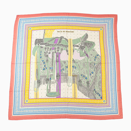 HERMES scarf cashmere silk multicolor