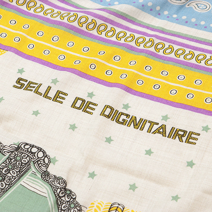 HERMES scarf cashmere silk multicolor