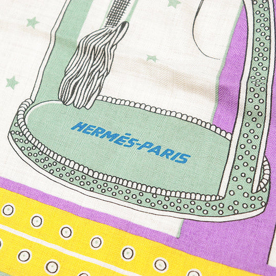 HERMES scarf cashmere silk multicolor