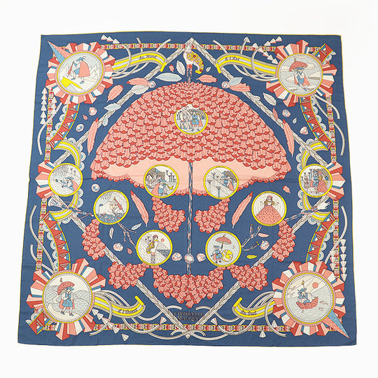 HERMES scarf cashmere silk multicolor
