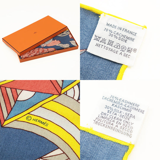 HERMES scarf cashmere silk multicolor