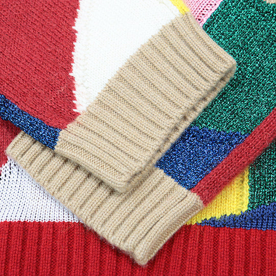 BURBERRY knit 8001832 26% cashmere, 22% wool, Material 6: 6% nylon, Material 6: 5% metallic fiber multicolor mens S Used Authentic