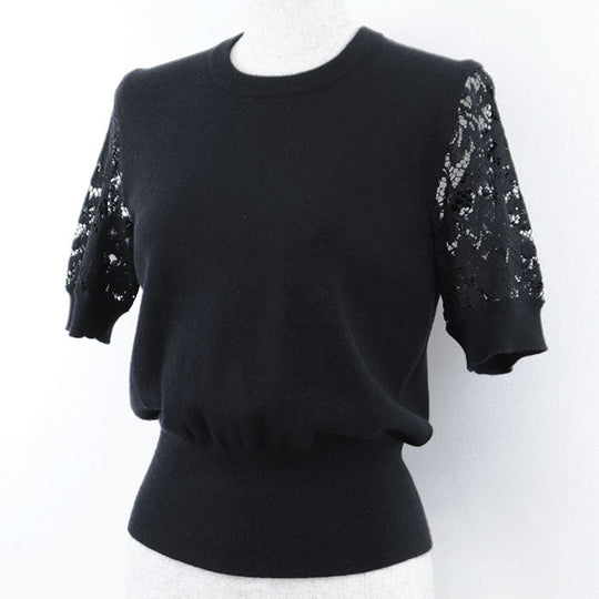 DOLCE&GABBANA knit 65% cashmere, 30% cotton black Women 40 Used Authentic