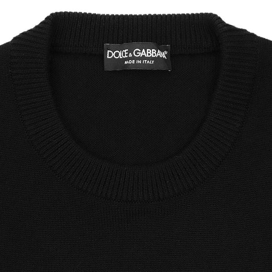 DOLCE&GABBANA knit 100% wool Black, White mens 50 Used Authentic