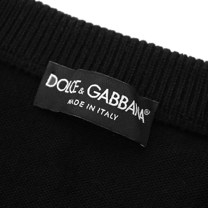 DOLCE&GABBANA knit 100% wool Black, White mens 50 Used Authentic