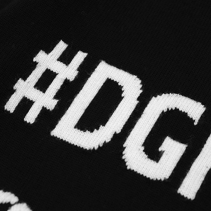 DOLCE&GABBANA knit 100% wool Black, White mens 50 Used Authentic