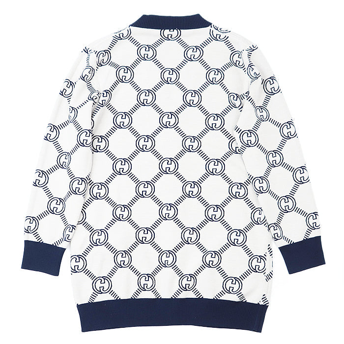 GUCCI knit 692696 XKCB2 4492 96% wool, 3% nylon Navy, Ivory Women M Used Authentic