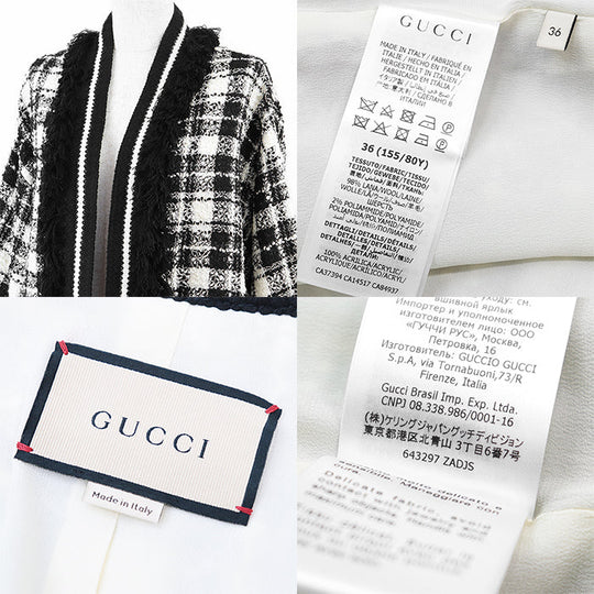 GUCCI Other outerwear 643297 ZADJS 98% wool, 2% nylon Ivory, Black Women 36 Used Authentic