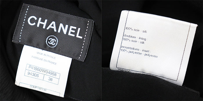 CHANEL one piece P41860 100% silk black Women 38 Used Authentic