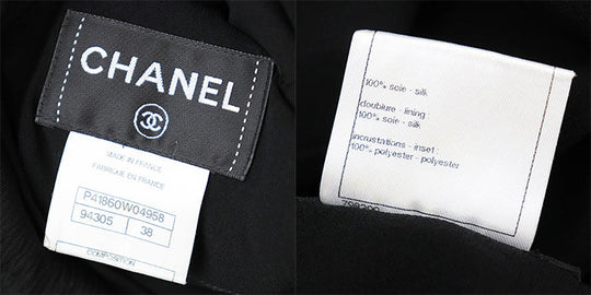 CHANEL one piece P41860 100% silk black Women 38 Used Authentic