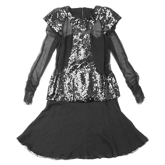 CHANEL one piece P41860 100% silk black Women 38 Used Authentic