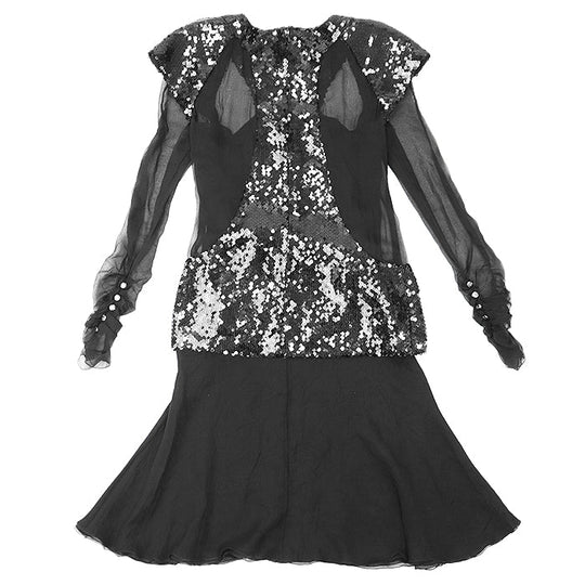 CHANEL one piece P41860 100% silk black Women 38 Used Authentic