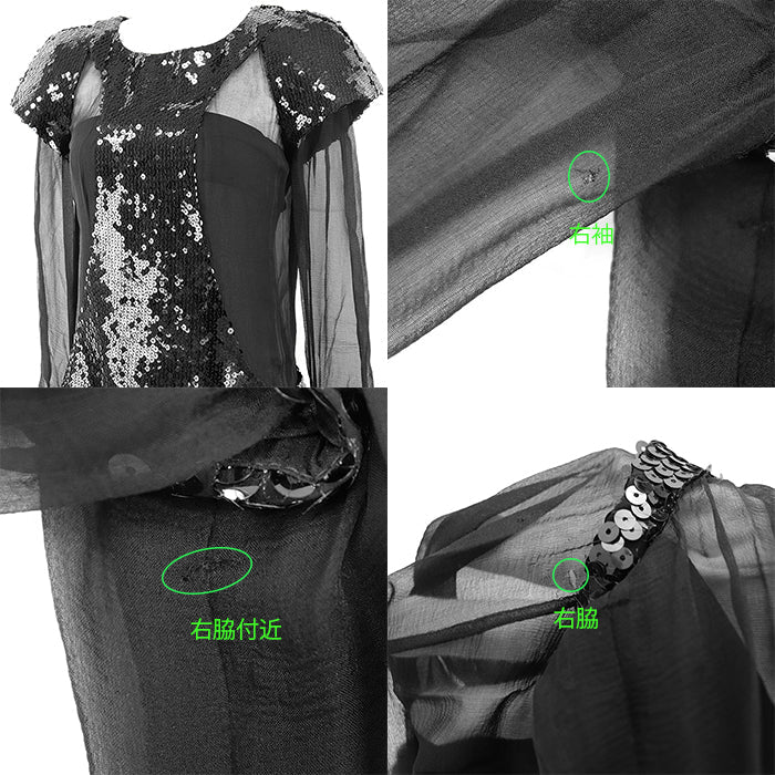 CHANEL one piece P41860 100% silk black Women 38 Used Authentic