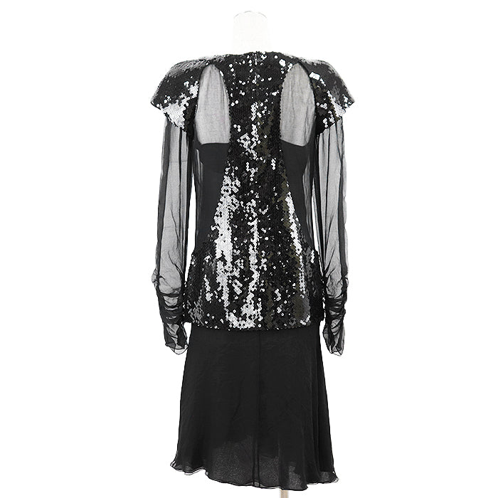 CHANEL one piece P41860 100% silk black Women 38 Used Authentic