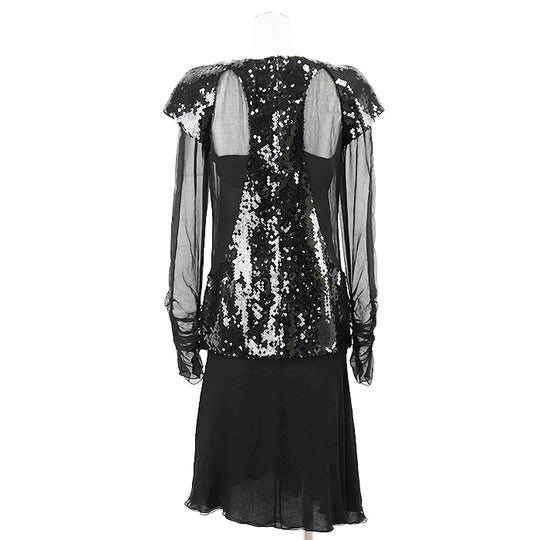 CHANEL one piece P41860 100% silk black Women 38 Used Authentic