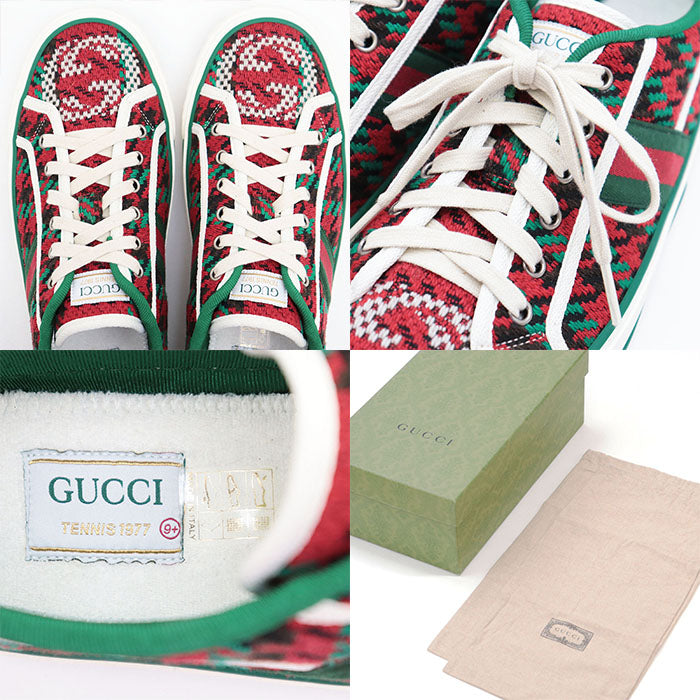 GUCCI sneakers Wool, Rubber 100% multicolor 351 9807H 8402 mens 9+ Used Authentic