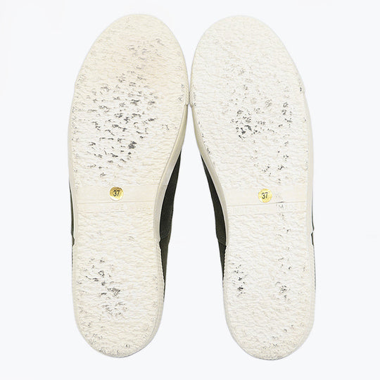 CHANEL sneakers leather olive Women 37 Used Authentic