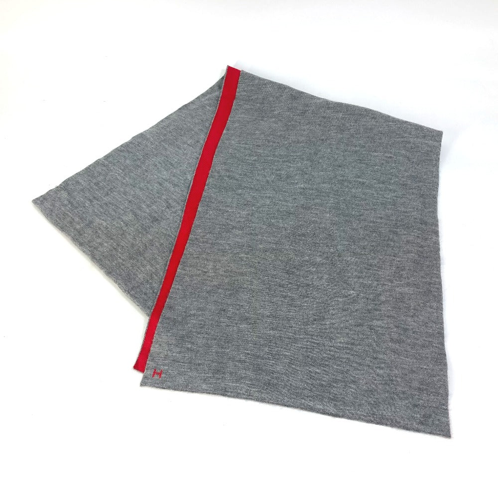 HERMES Scarf Cashmere, Silk gray H logo Allele Tour Women Used Authentic