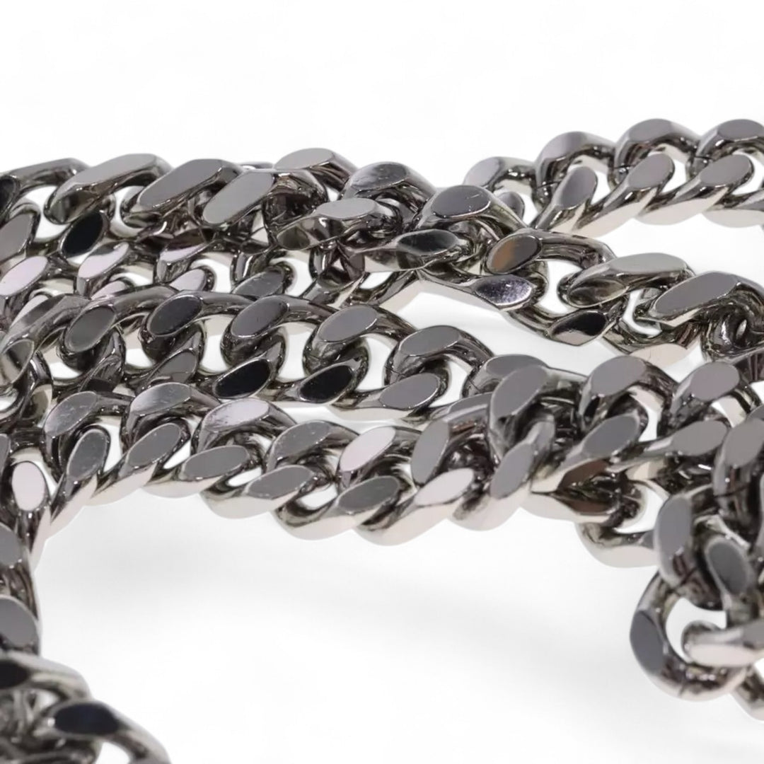 Burberry Chain Shoulder Bag Patent Leather Silver Women Handbag