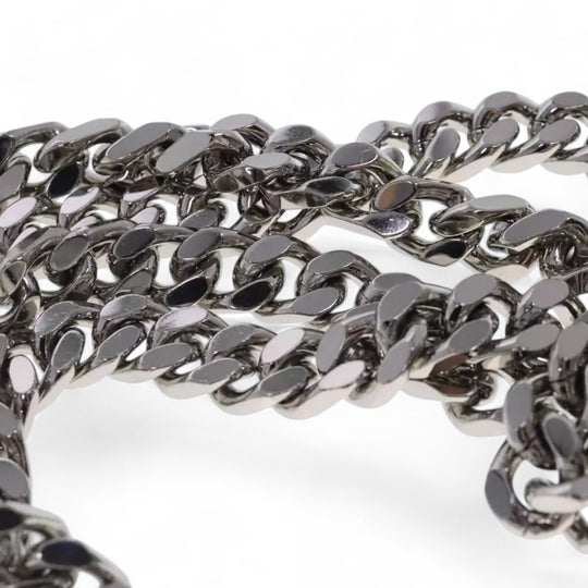 Burberry Chain Shoulder Bag Patent Leather Silver Women Handbag