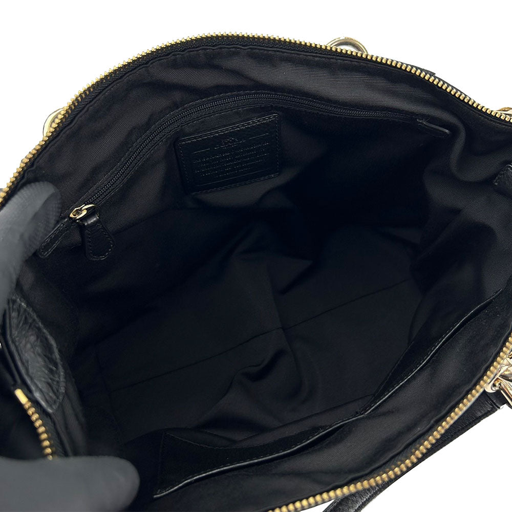 COACH Handbag F34508 leather black Women Used Authentic