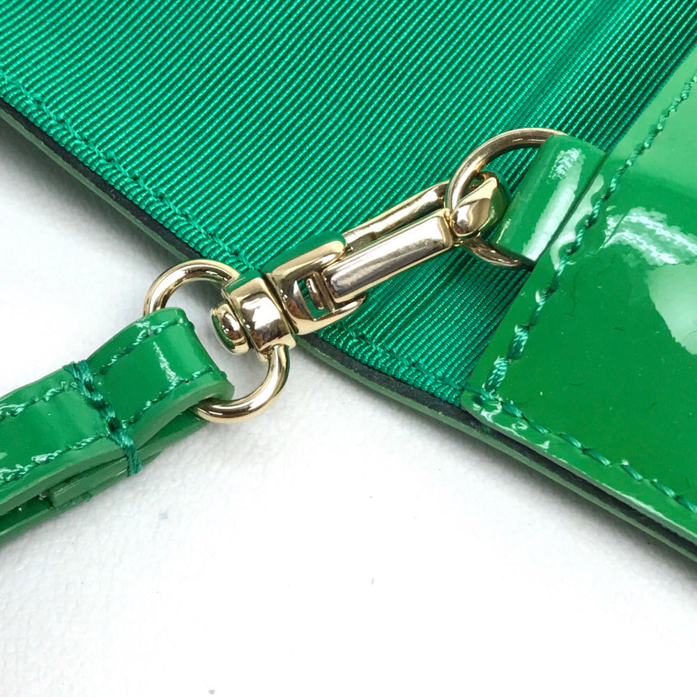 VALENTINO Clutch bag Patent leather green Red Valentino enamel Women Used Authentic