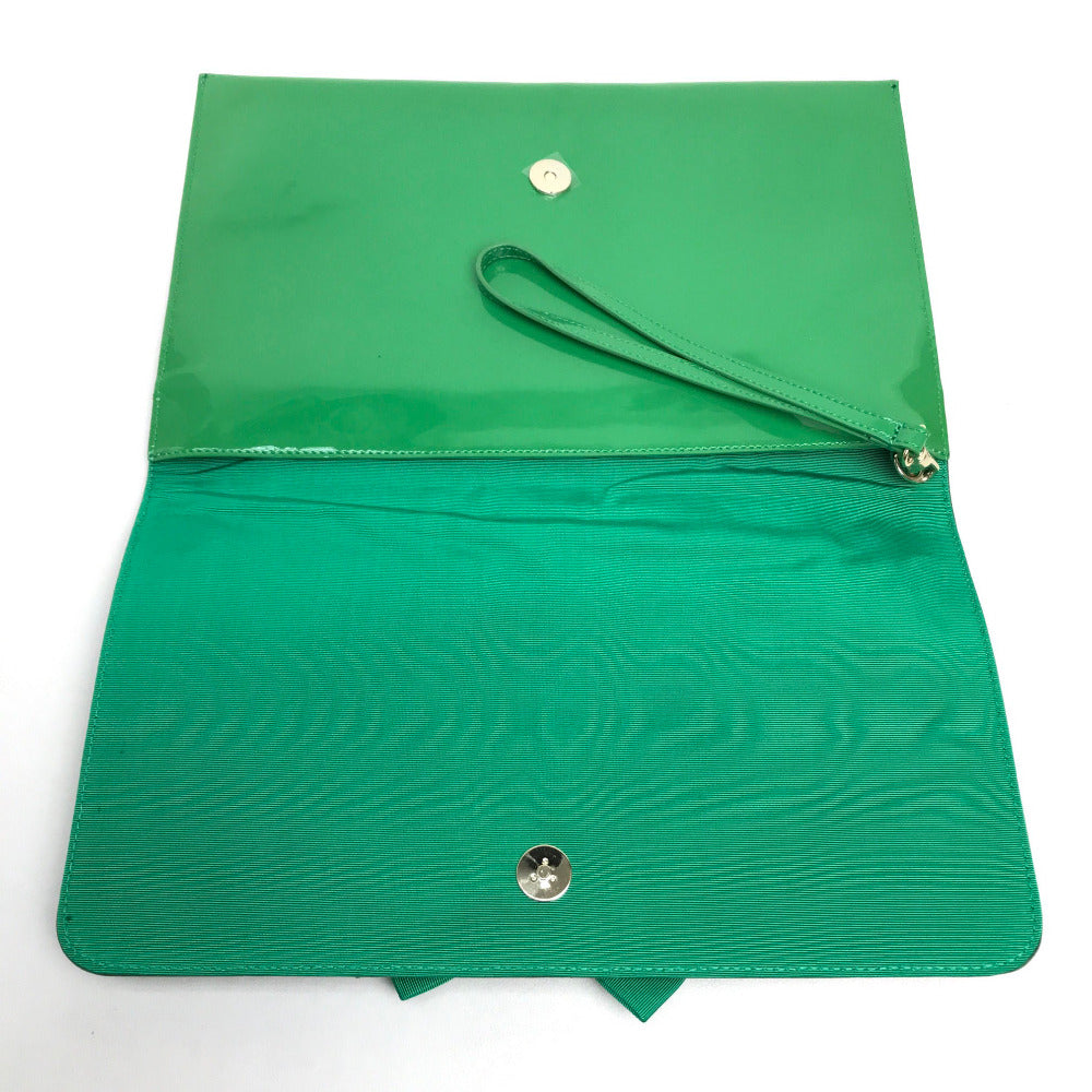 VALENTINO Clutch bag Patent leather green Red Valentino enamel Women Used Authentic