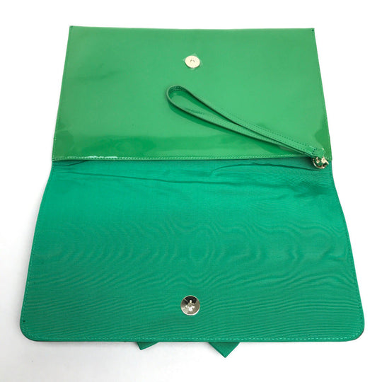 VALENTINO Clutch bag Patent leather green Red Valentino enamel Women Used Authentic