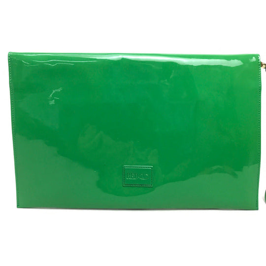VALENTINO Clutch bag Patent leather green Red Valentino enamel Women Used Authentic