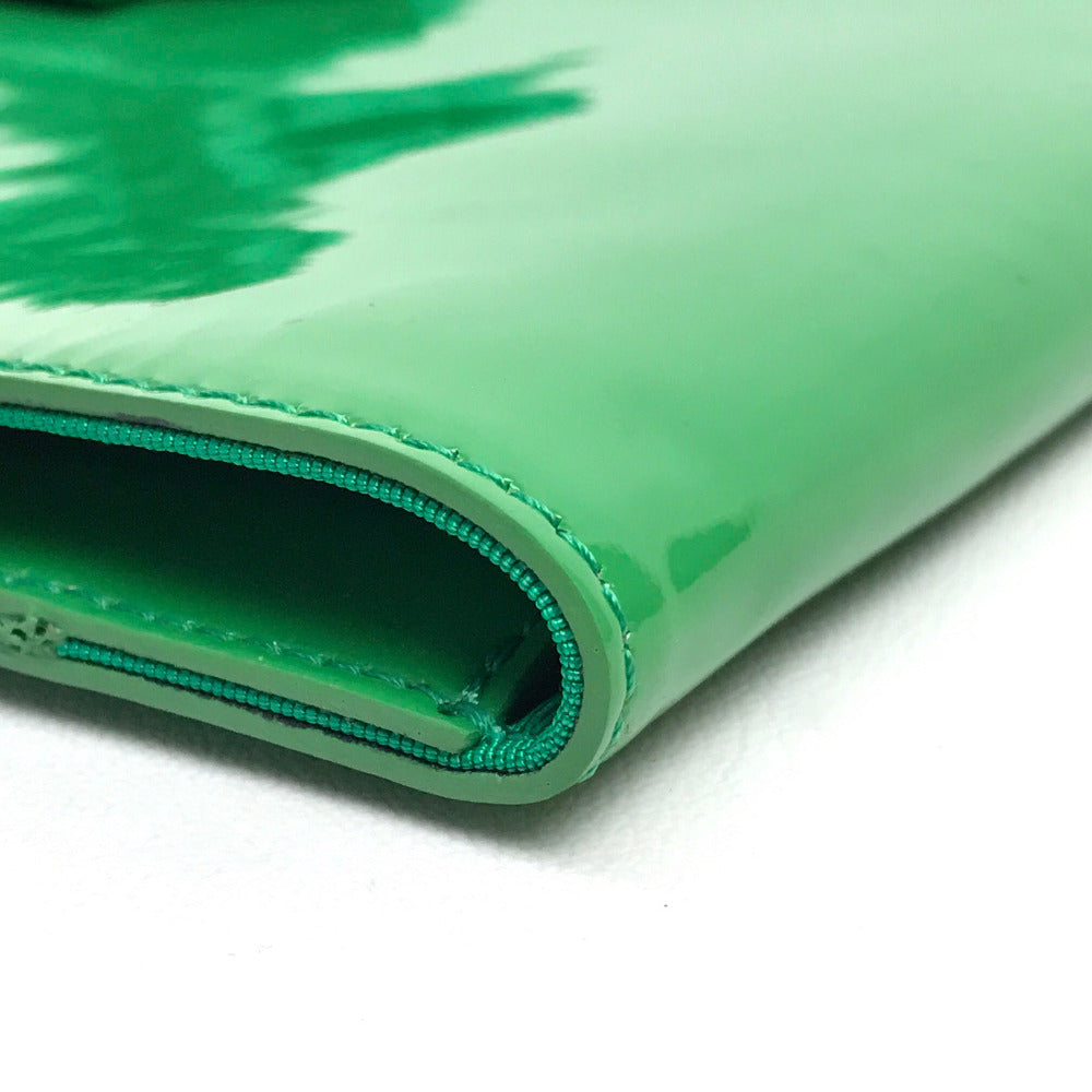 VALENTINO Clutch bag Patent leather green Red Valentino enamel Women Used Authentic