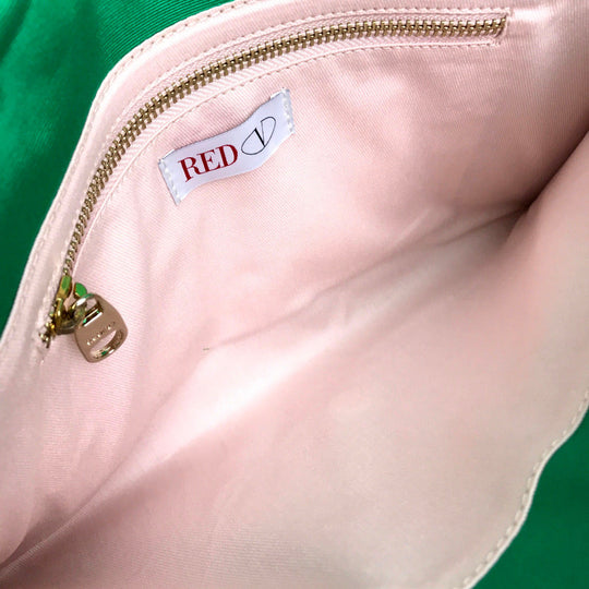 VALENTINO Clutch bag Patent leather green Red Valentino enamel Women Used Authentic