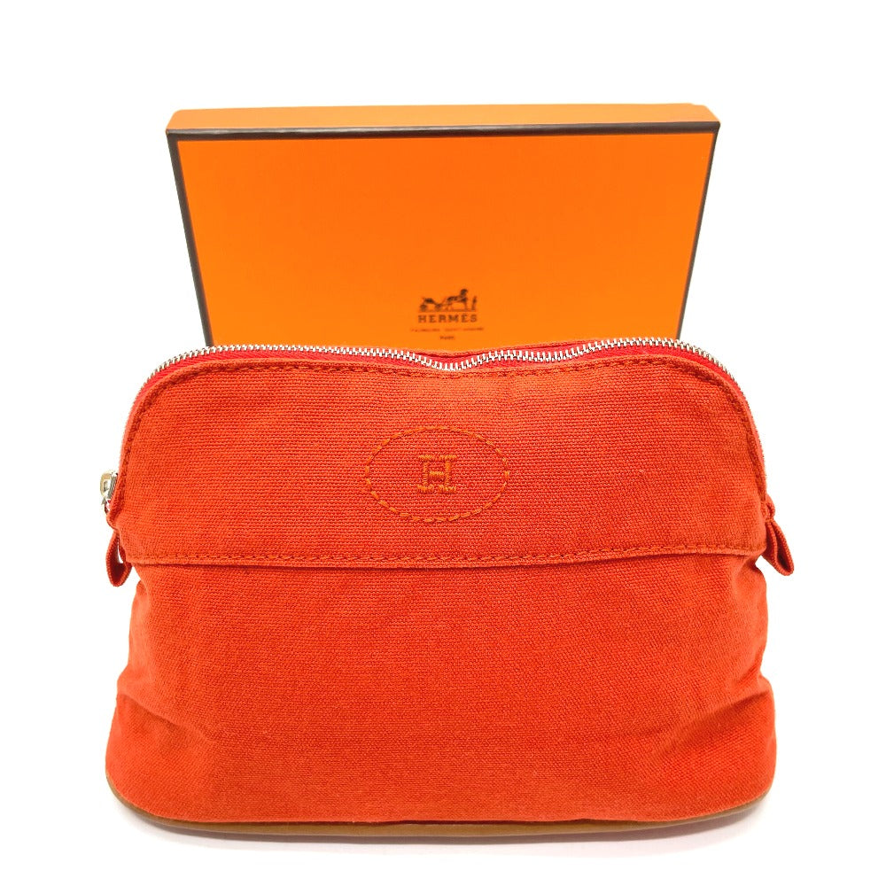 HERMES Pouch cotton Orange Bored pouch