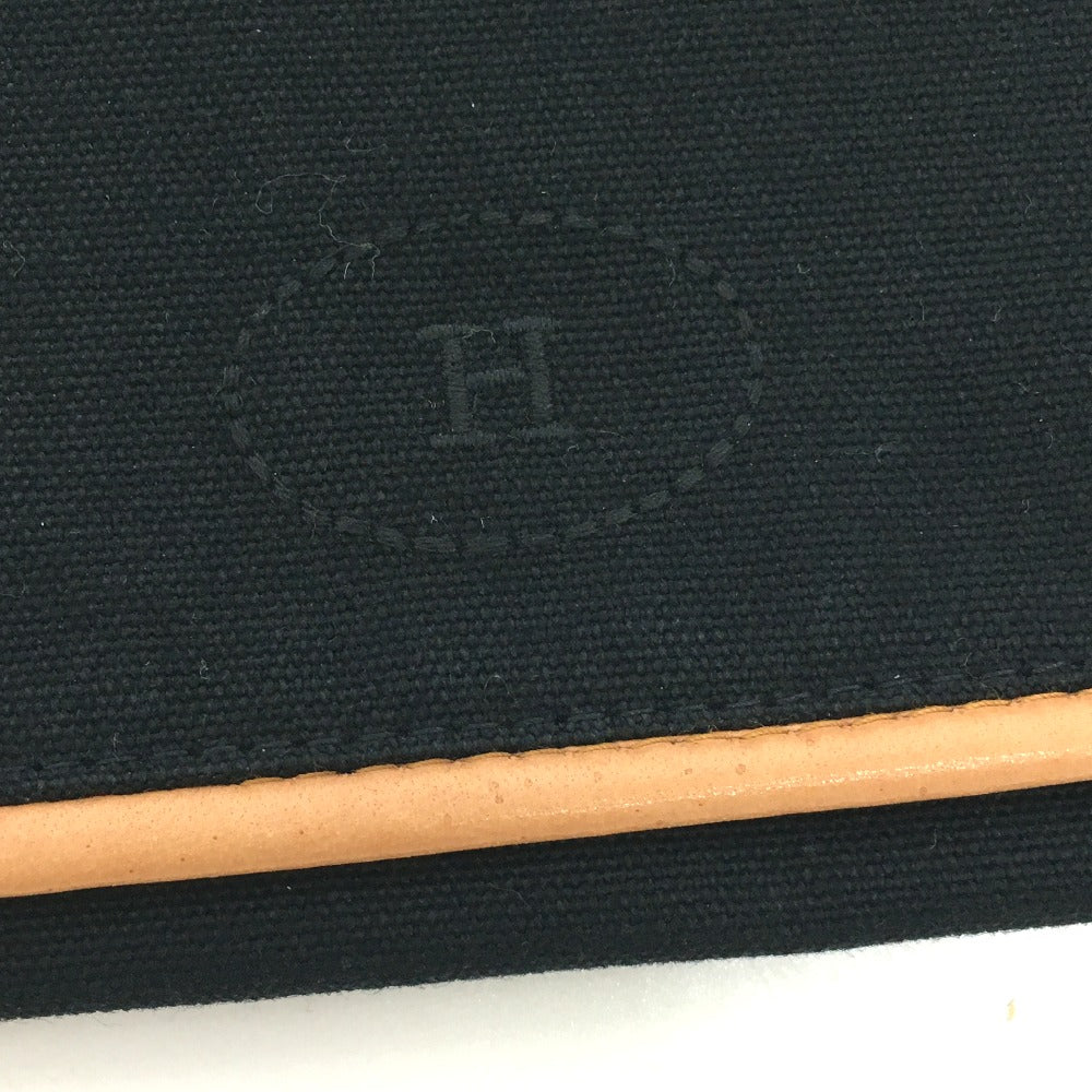 HERMES Pouch canvas black Bolide cotton travel pouch