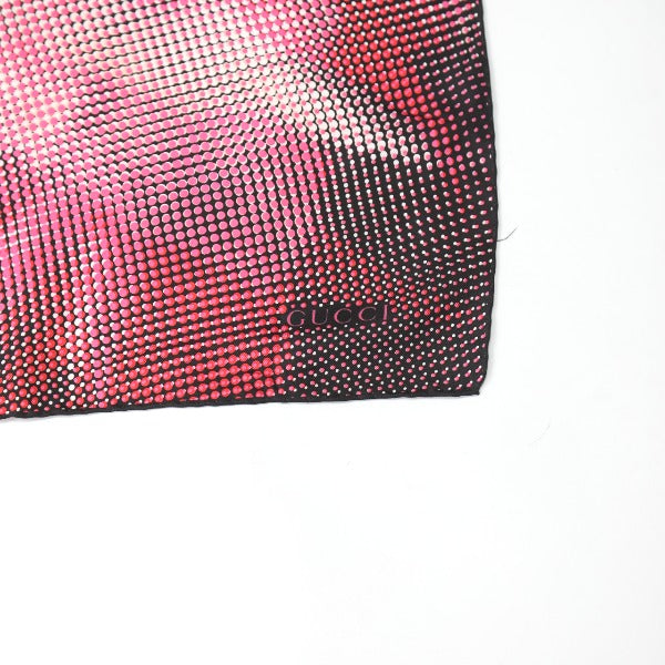 GUCCI scarf silk Pink x Black 100% silk scarf Dot Women Used Authentic